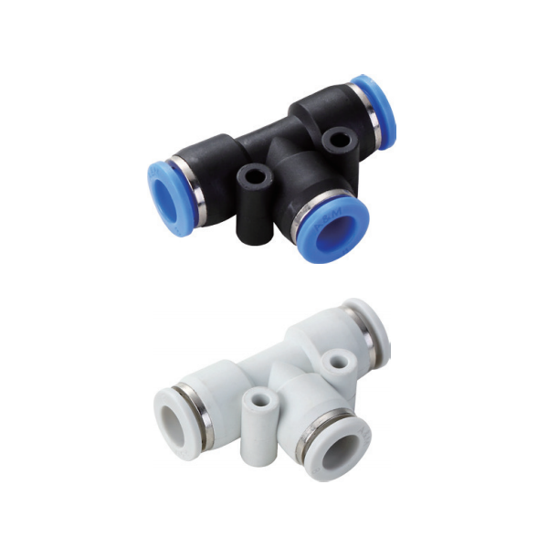 Komponen PE tee pneumatics